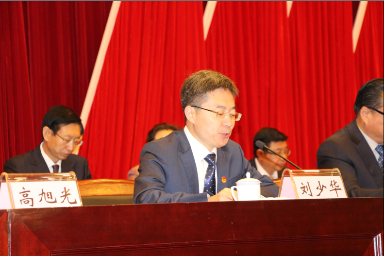 团省委副书记刘少华,市人大常委会主任王学文,市政协主席高旭光,市委
